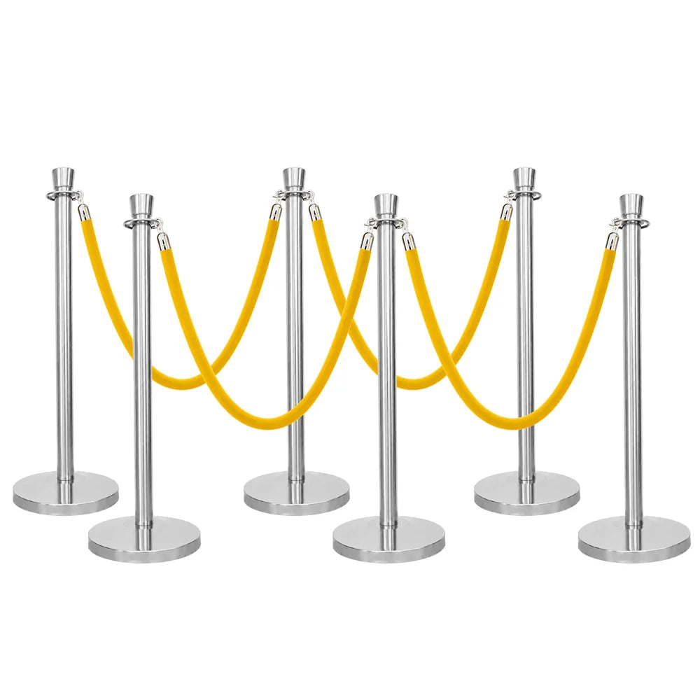 Berry 100CM Silver Stanchion Post with 1.5M Golden Twisted Rope