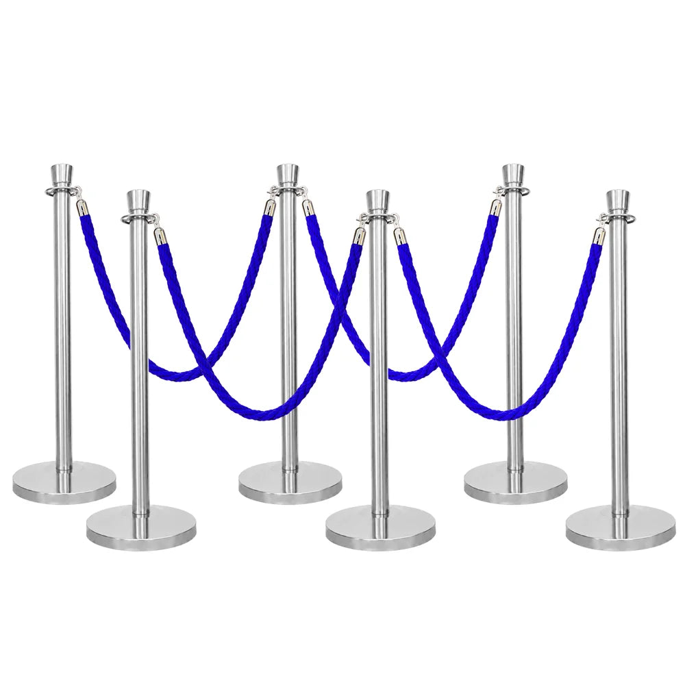 Berry 100CM Silver Stanchion Post with 1.5M Blue Twisted Rope