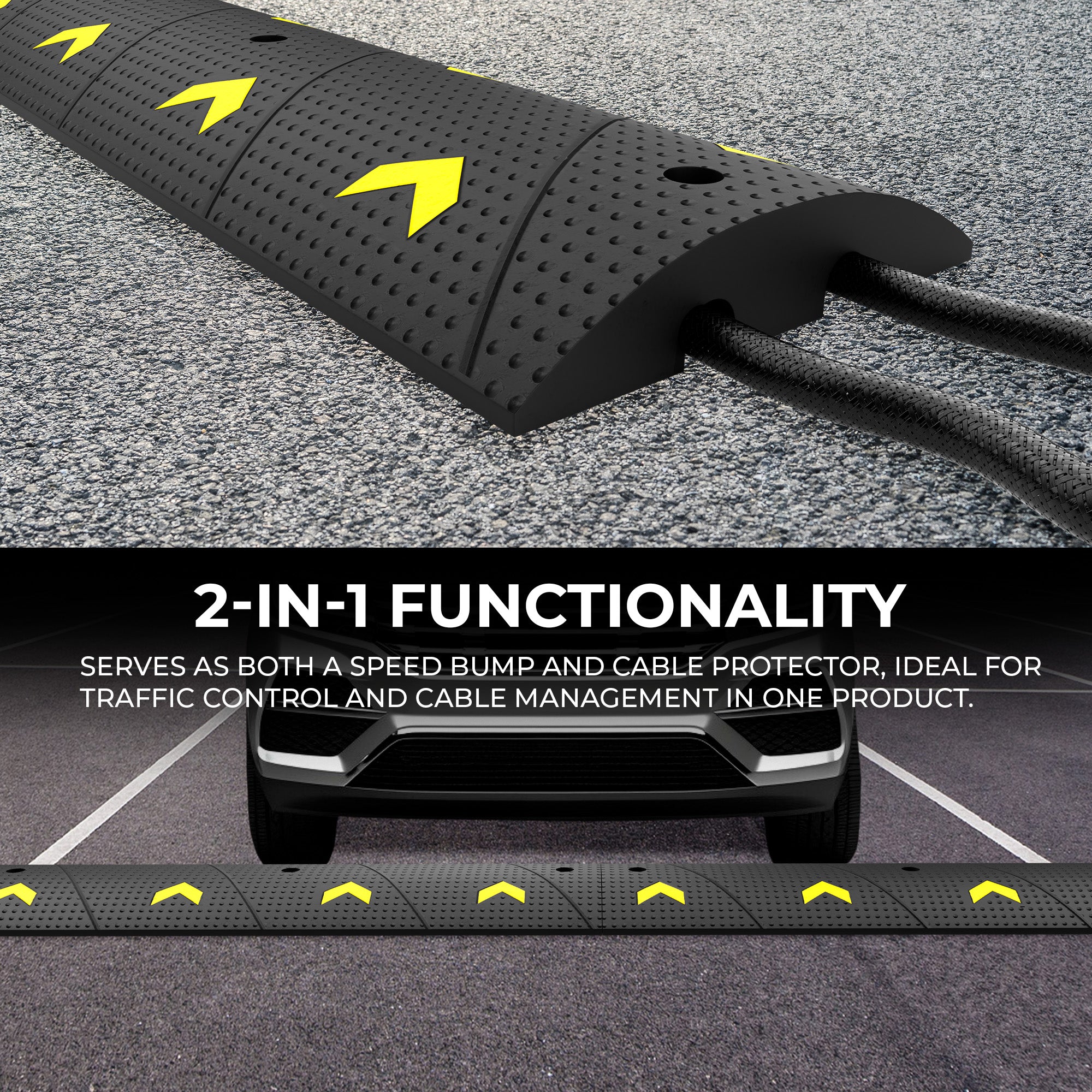 Heavy Duty Speed Bump with 2 Channel Cable Protector