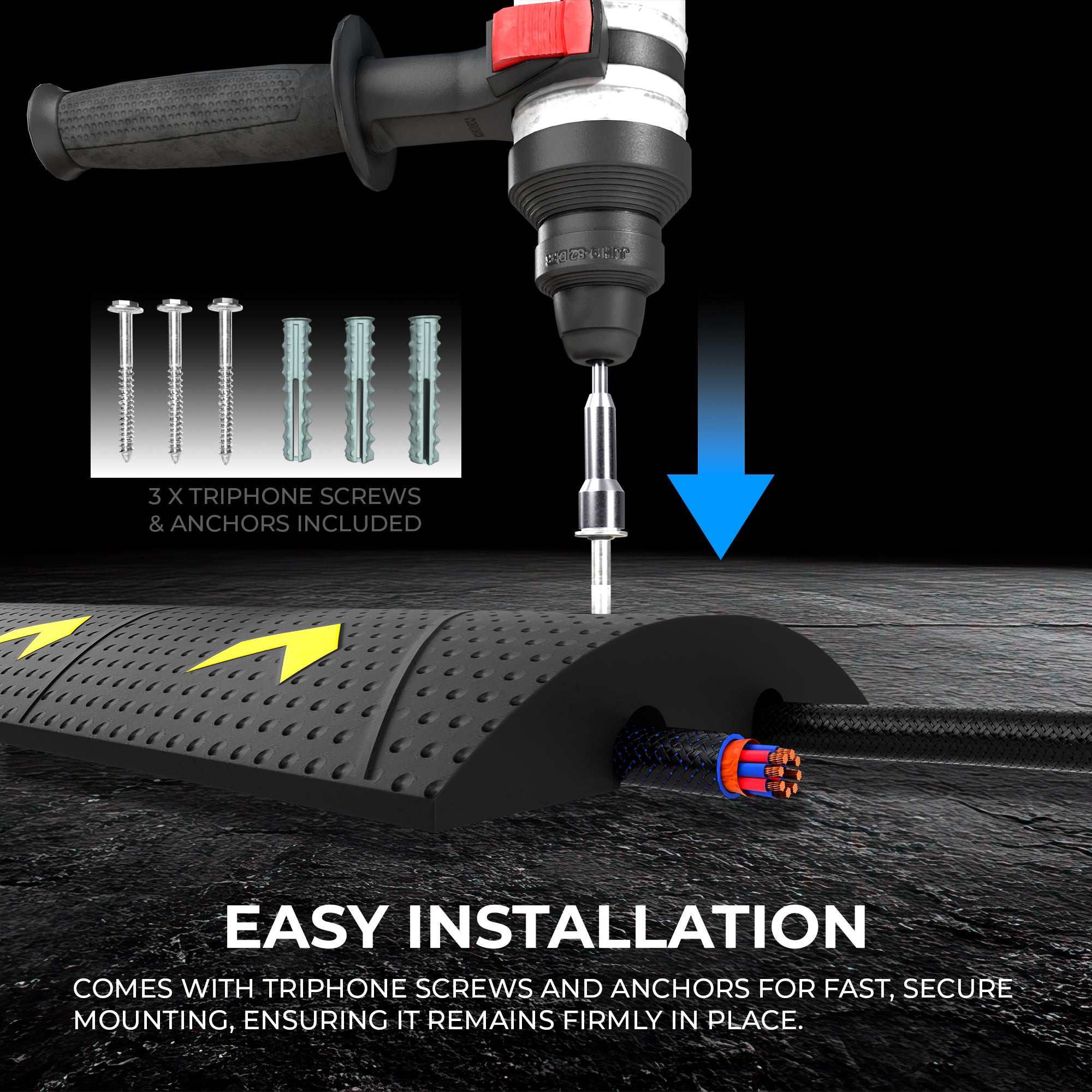 Heavy Duty Speed Bump with 2 Channel Cable Protector