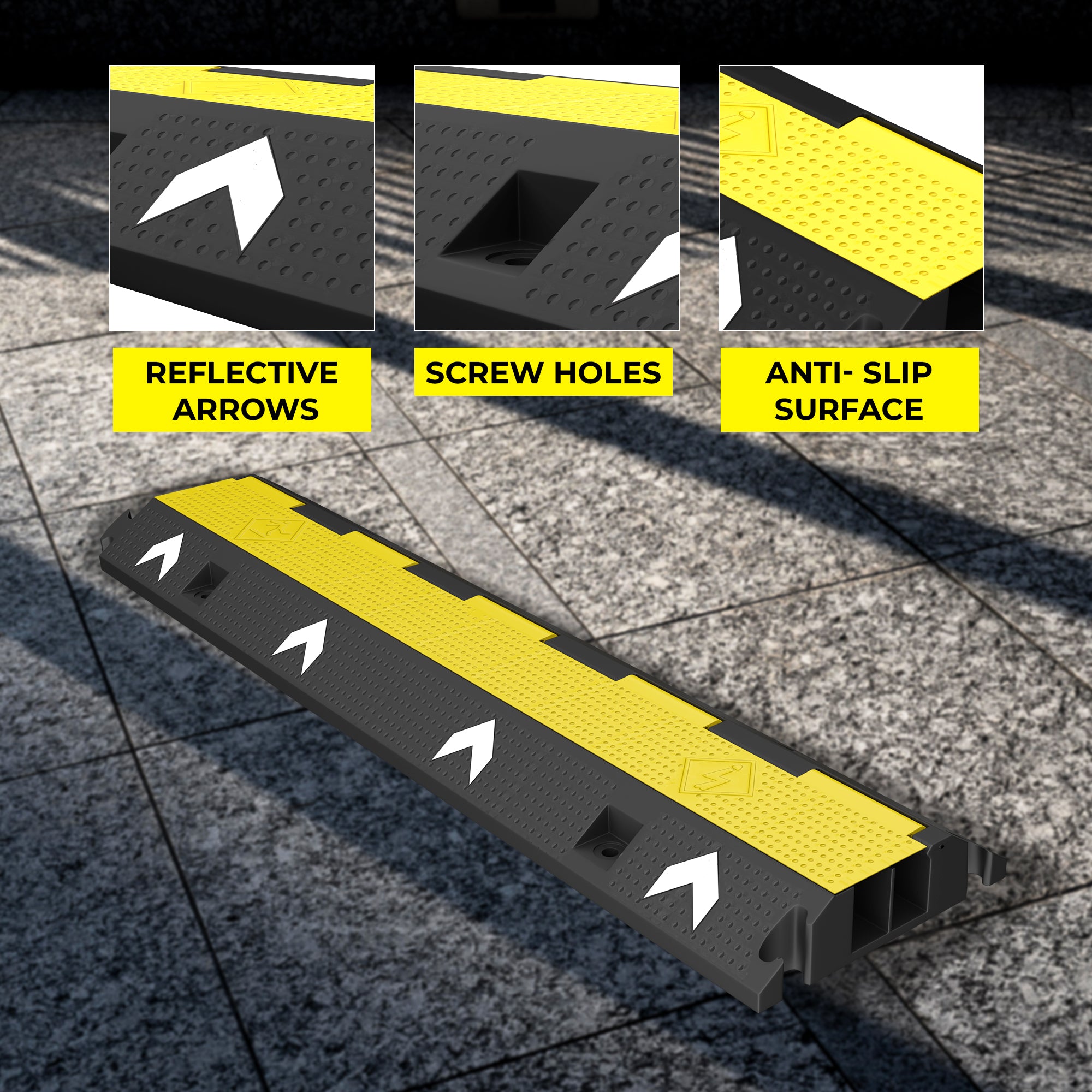 Heavy Duty 2 Channel Cable Protector Ramp for Indoor and Outdoor Use