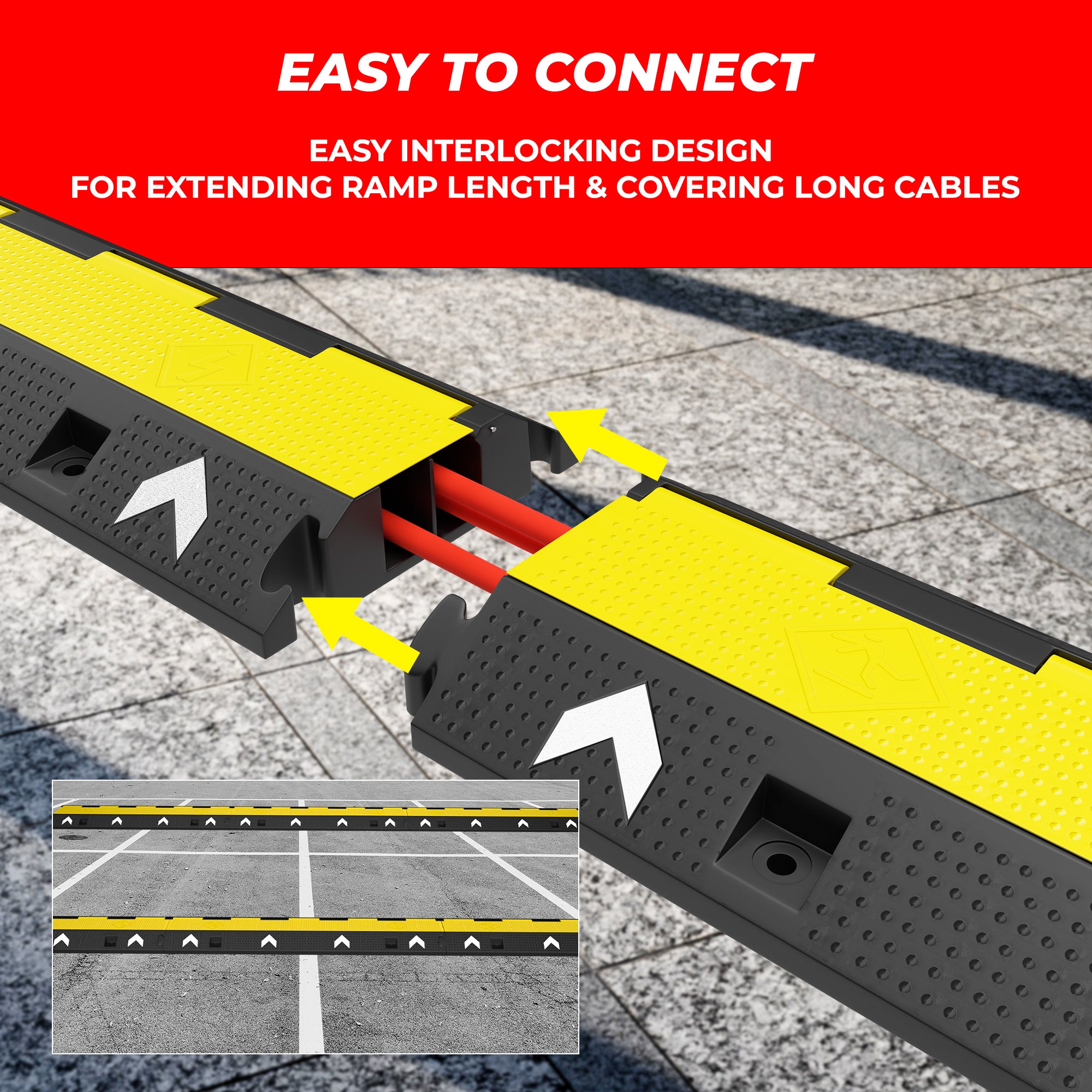Heavy Duty 2 Channel Cable Protector Ramp for Indoor and Outdoor Use