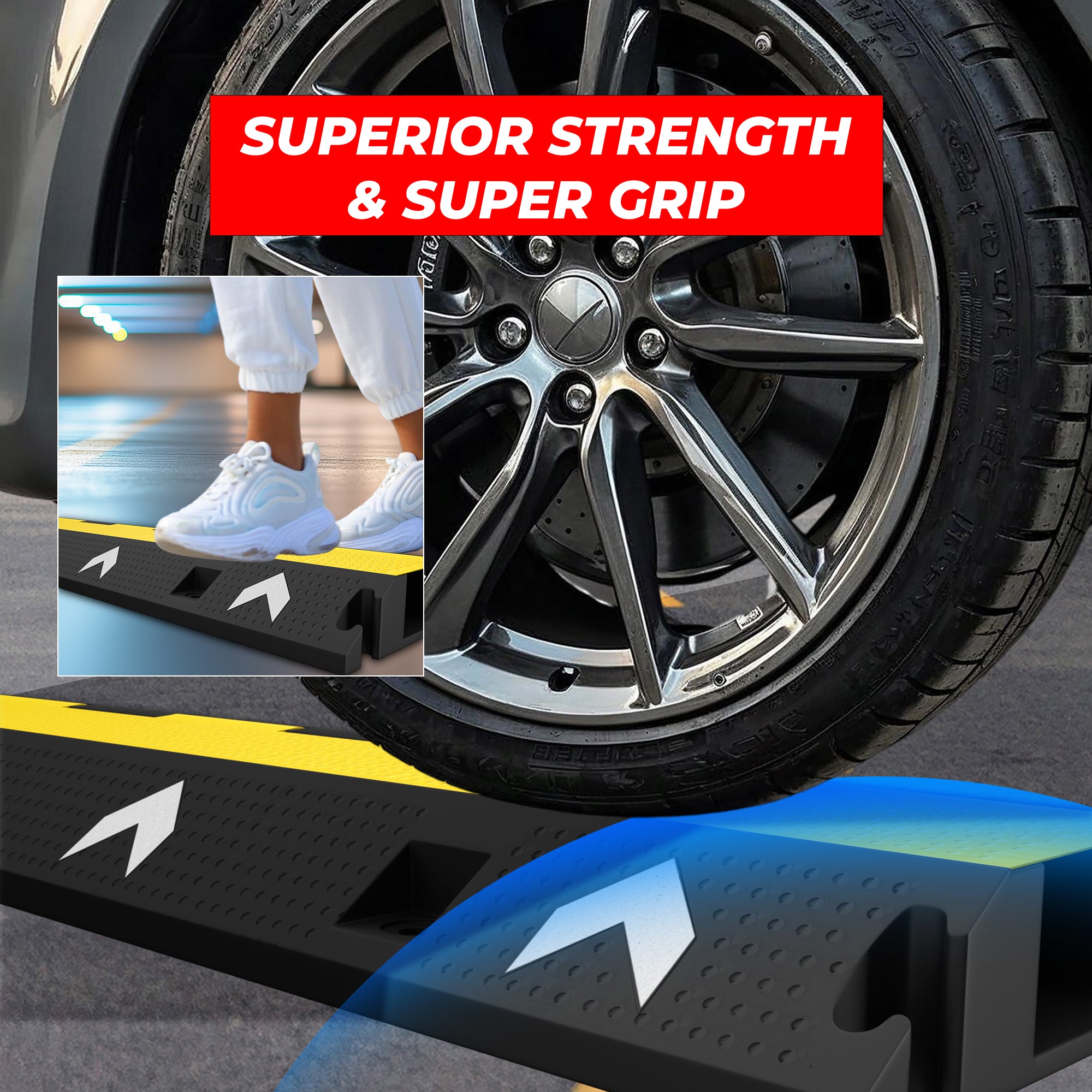 Heavy Duty 2 Channel Cable Protector Ramp for Indoor and Outdoor Use