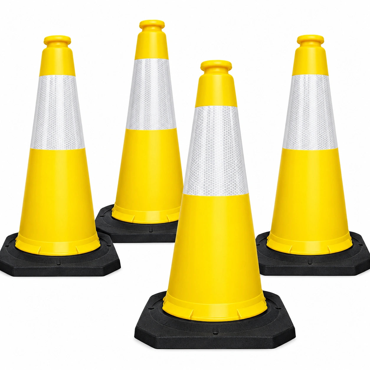 High Visibility Traffic Cone 1000mm Yellow, Heavy Duty PPC Safety Cone with Reflective Collar
