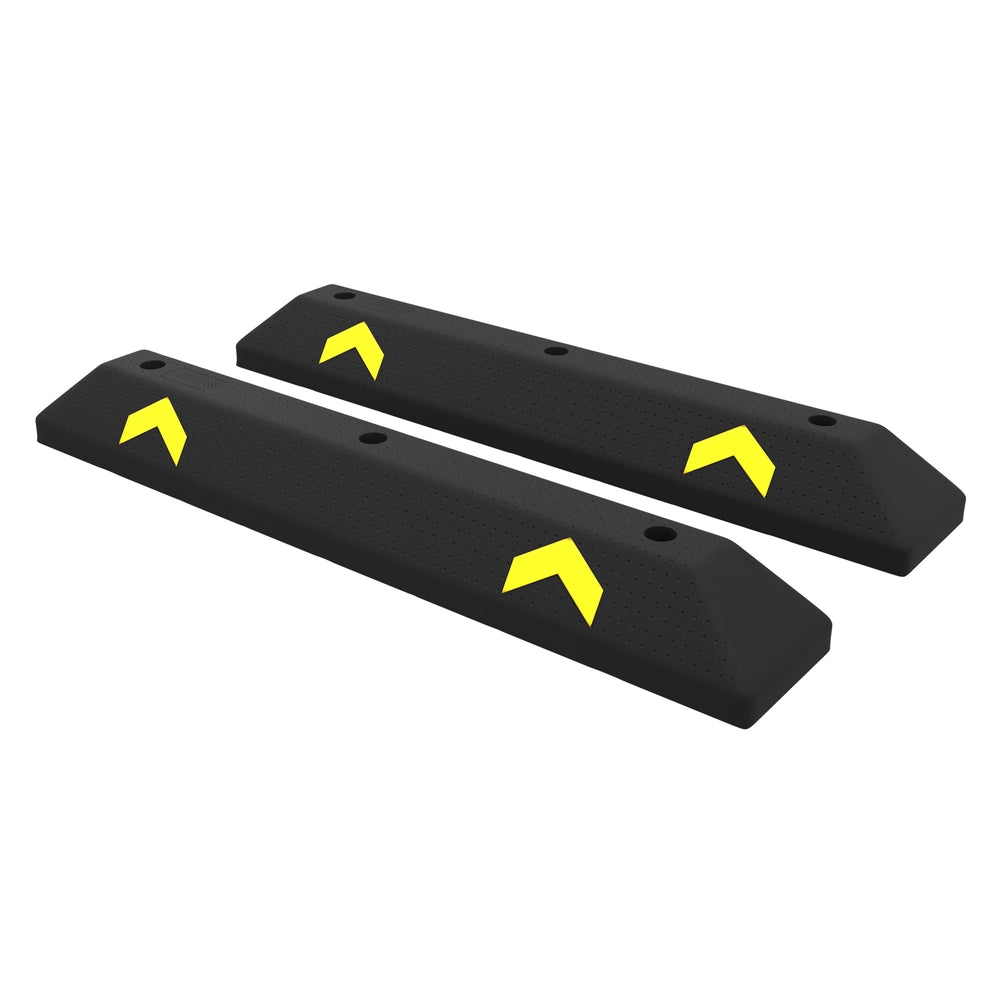Set of 2 Wheel Stoppers | 90CM Black Parking Curbs for Parking Areas