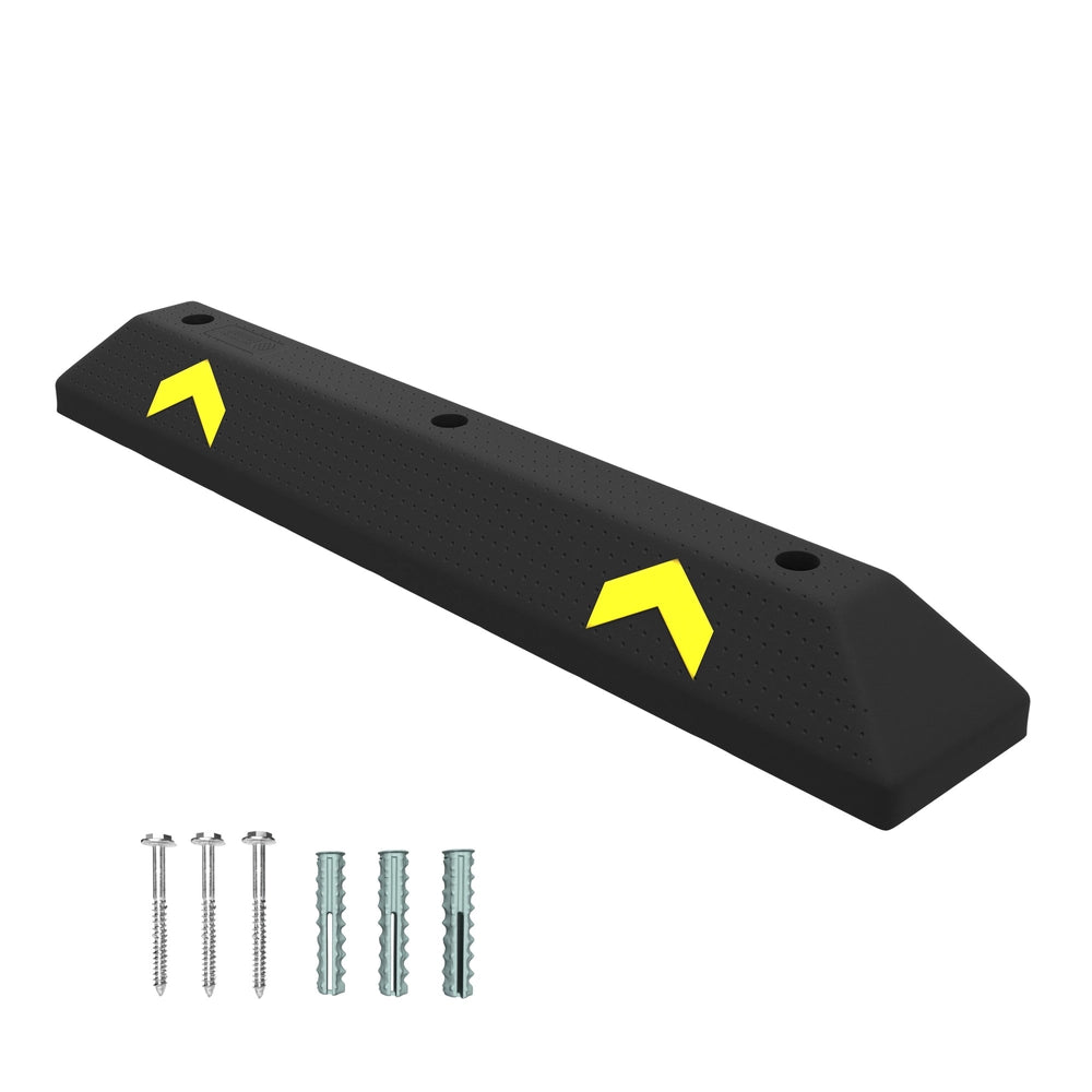 90CM Heavy Duty Wheel Stopper | Reflective Black Parking Curb