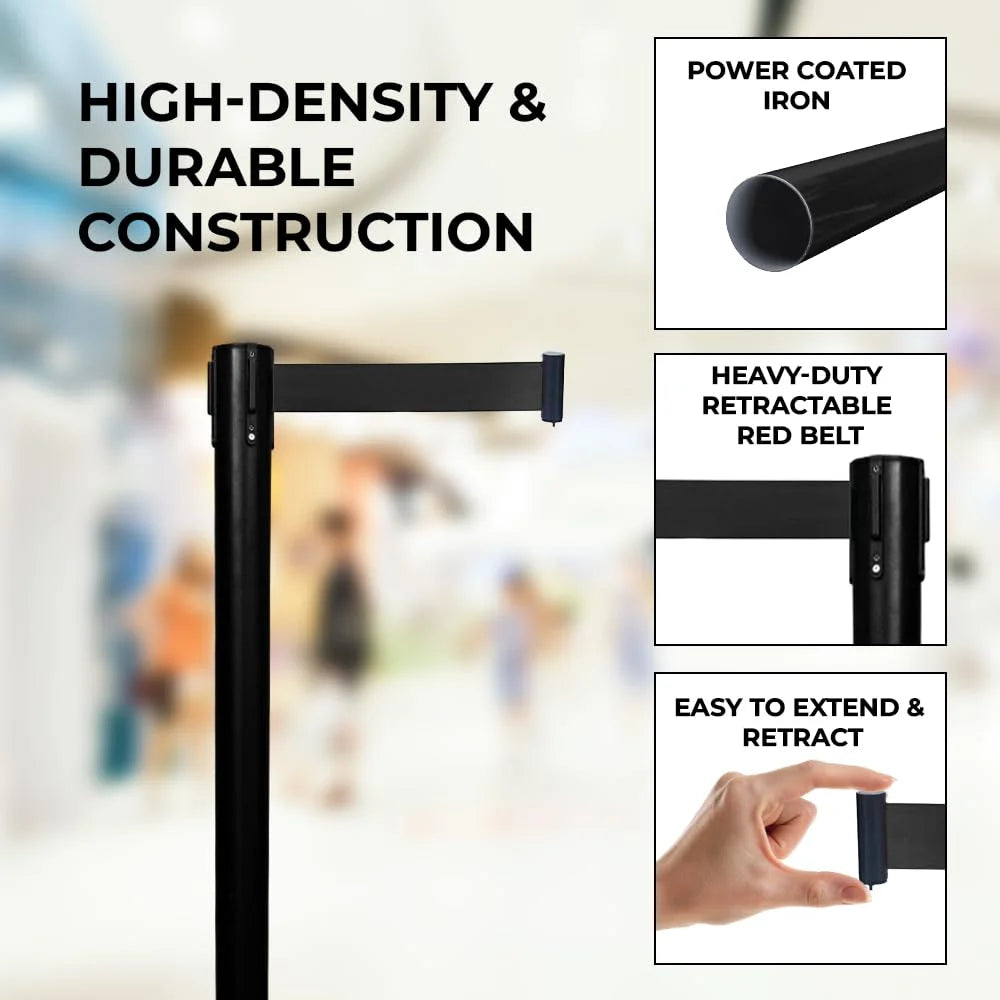 Berry Black Queue Barrier with 3M Black Retractable Belt