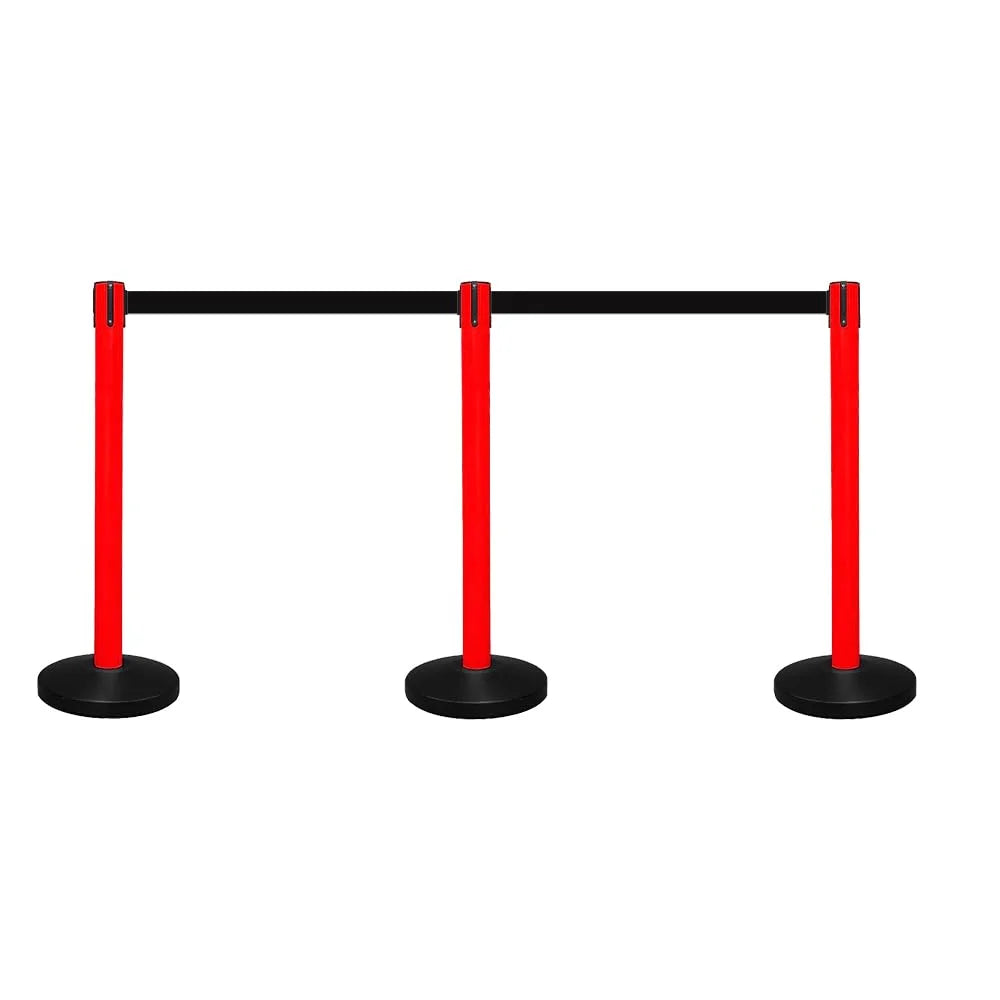Berry 100CM Red Stanchion Post with 3M Black Retractable Belt