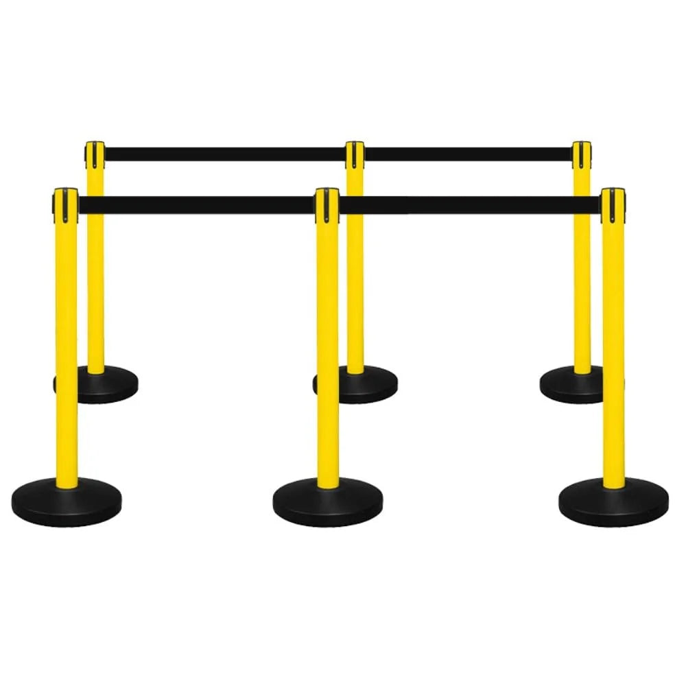 Berry 100CM Yellow Stanchion Post with 3M Black Retractable Belt
