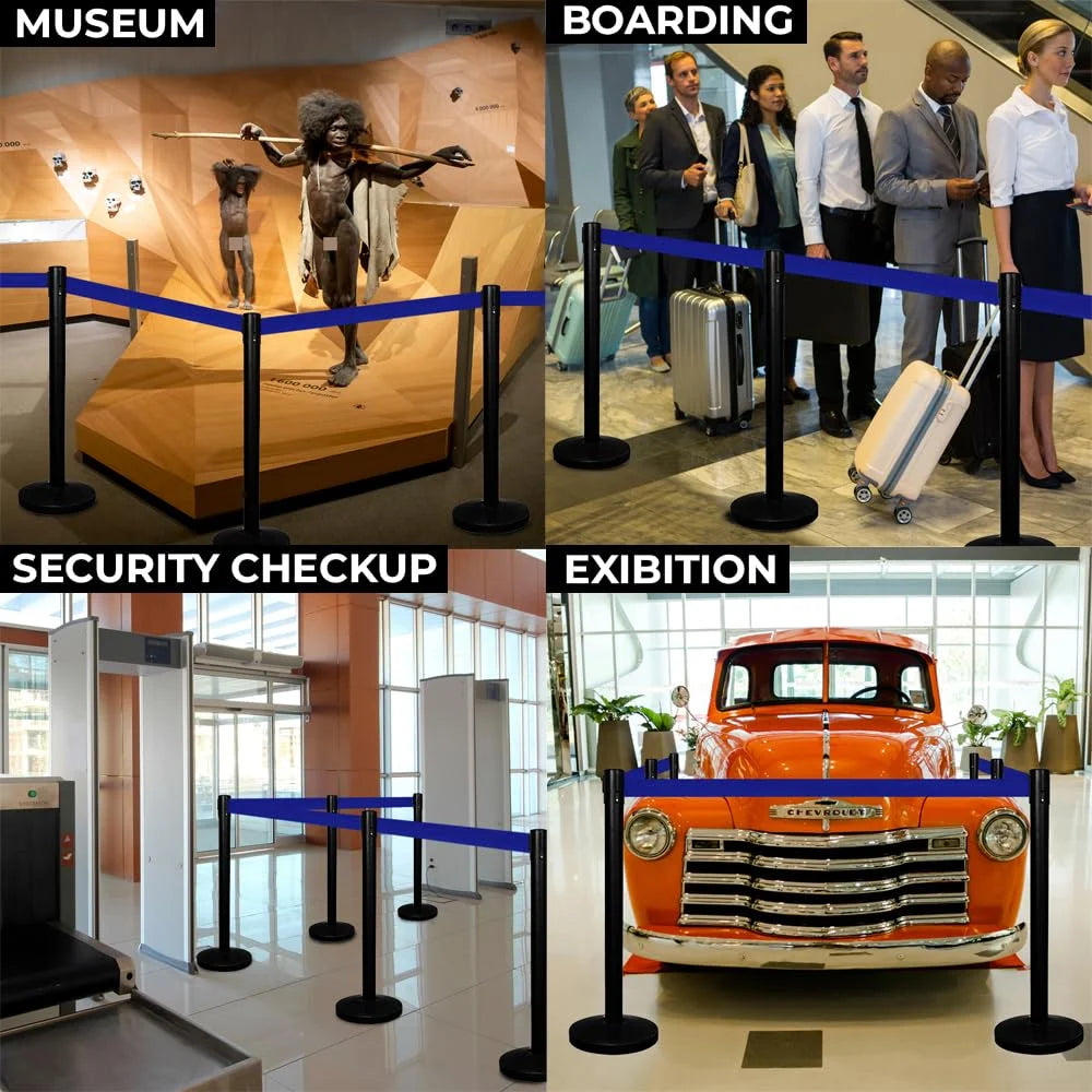 Berry Black Queue Barrier with 3M Blue Retractable Belt