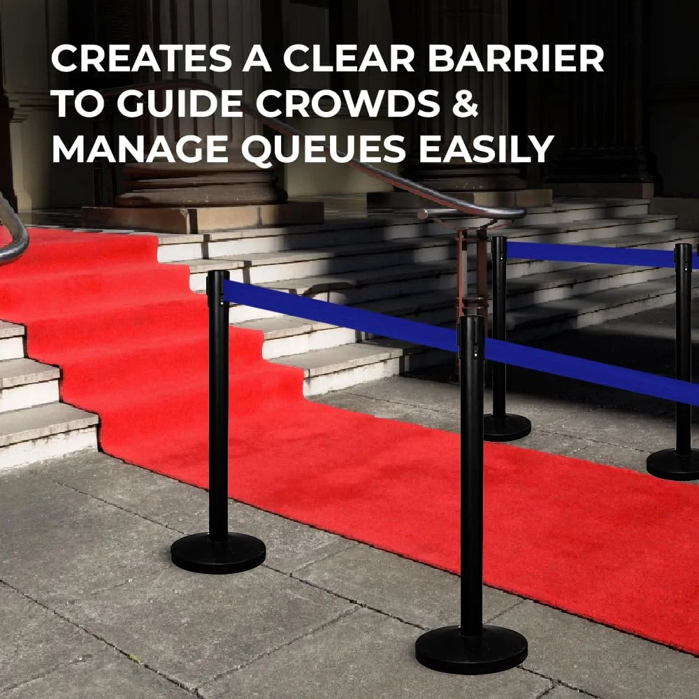 Berry Black Queue Barrier with 3M Blue Retractable Belt