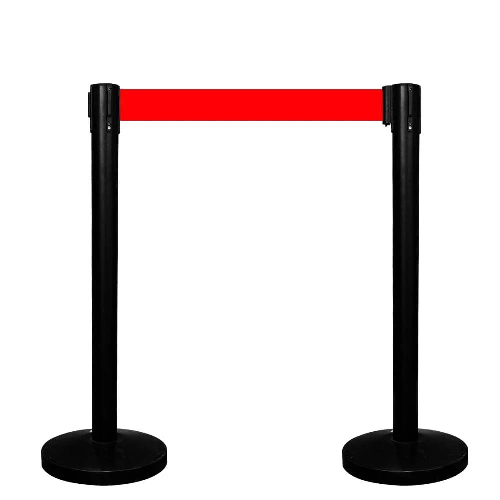 Berry Black Queue Barrier with 3M Red Retractable Belt