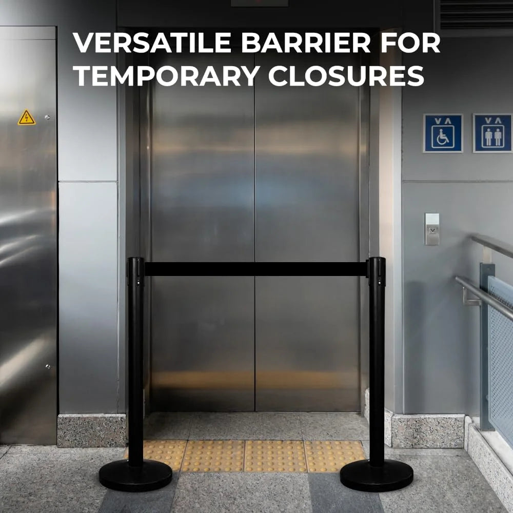 Berry Black Queue Barrier with 3M Black Retractable Belt