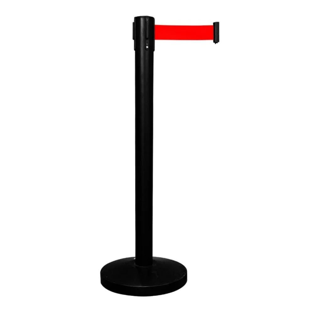 Berry Black Queue Barrier with 3M Red Retractable Belt