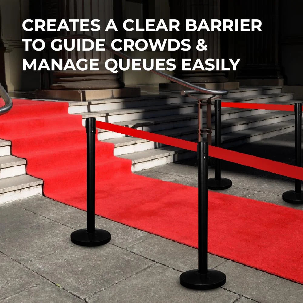 Berry Black Queue Barrier with 3M Red Retractable Belt