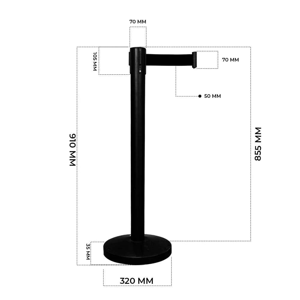 Berry Black Queue Barrier with 3M Black Retractable Belt