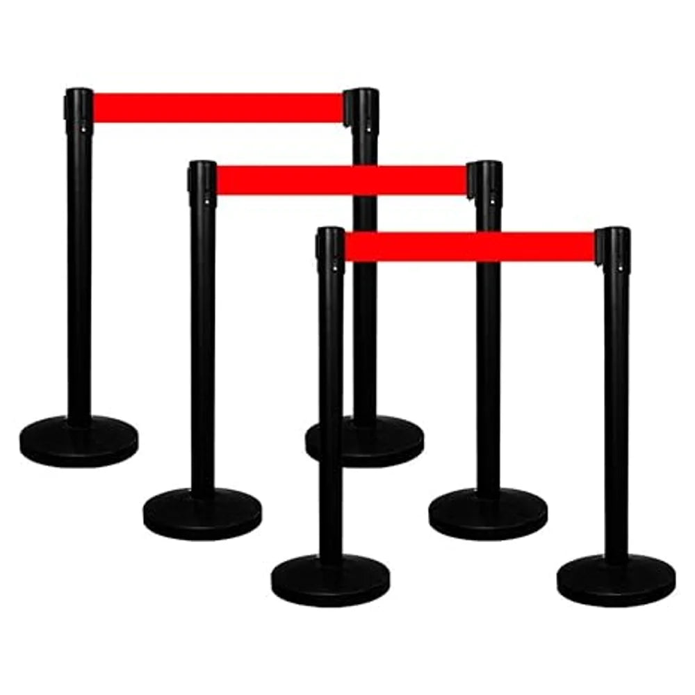 Berry Black Queue Barrier with 3M Red Retractable Belt