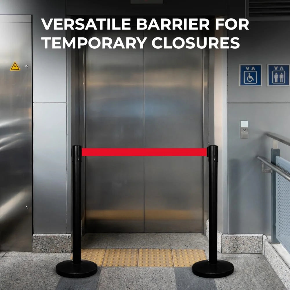 Berry Black Queue Barrier with 3M Red Retractable Belt