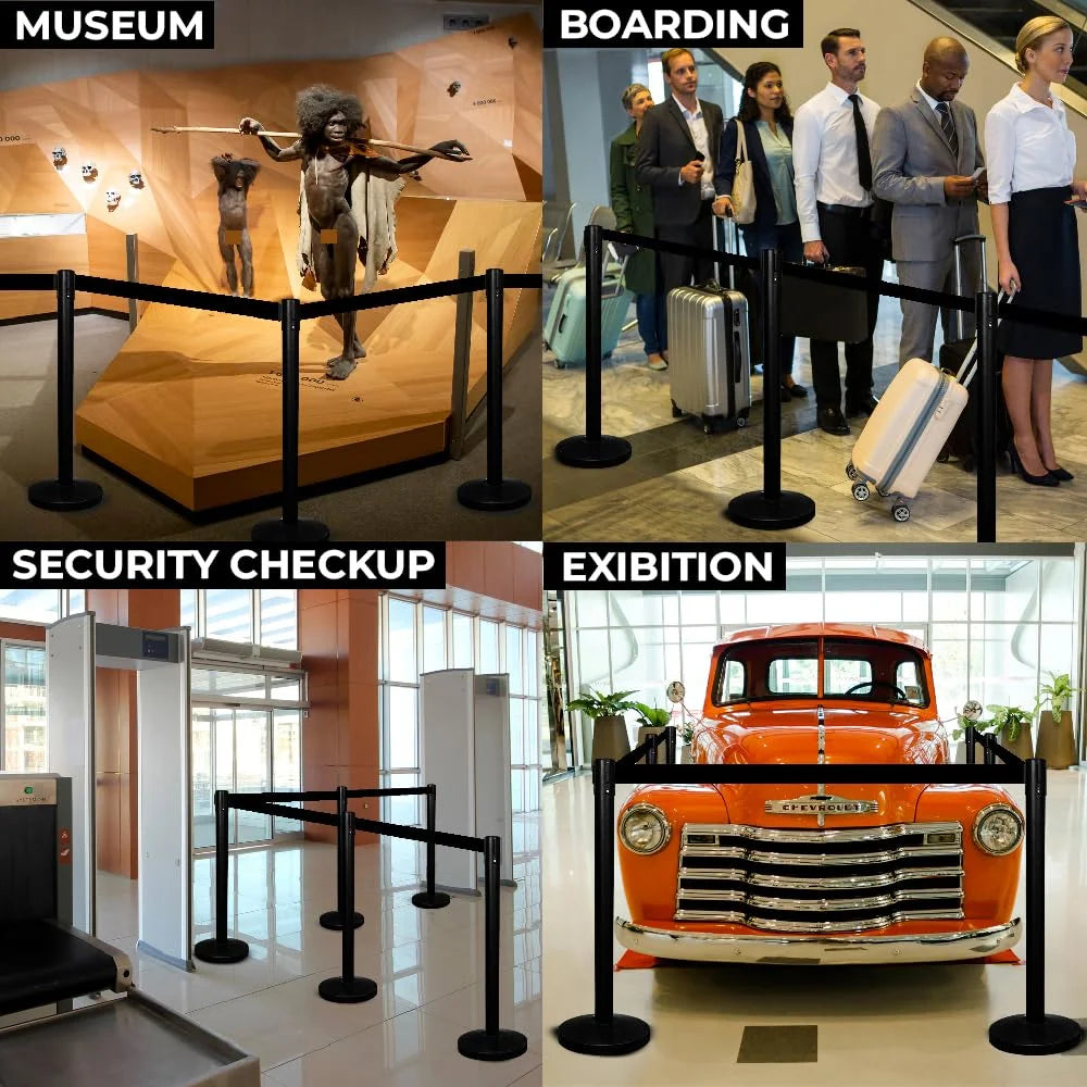 Berry Black Queue Barrier with 3M Black Retractable Belt