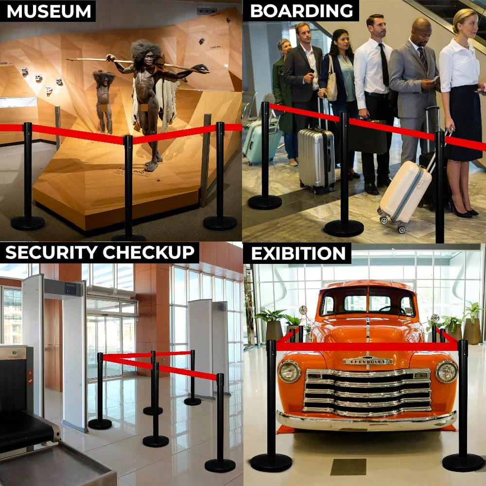 Berry Black Queue Barrier with 3M Red Retractable Belt