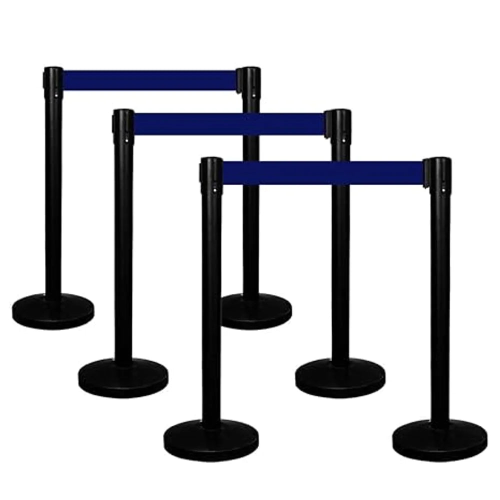 Berry Black Queue Barrier with 3M Blue Retractable Belt