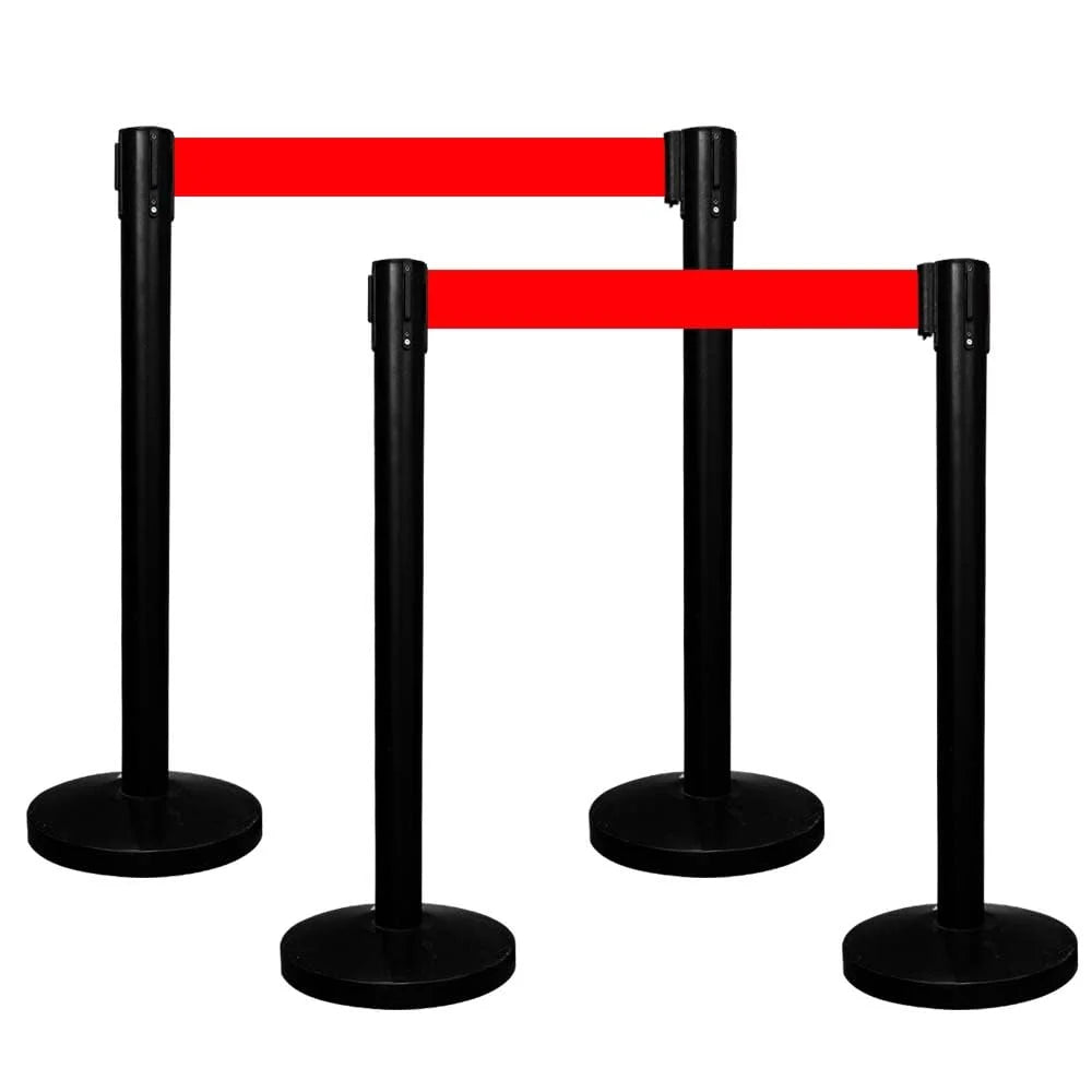 Berry Black Queue Barrier with 3M Red Retractable Belt