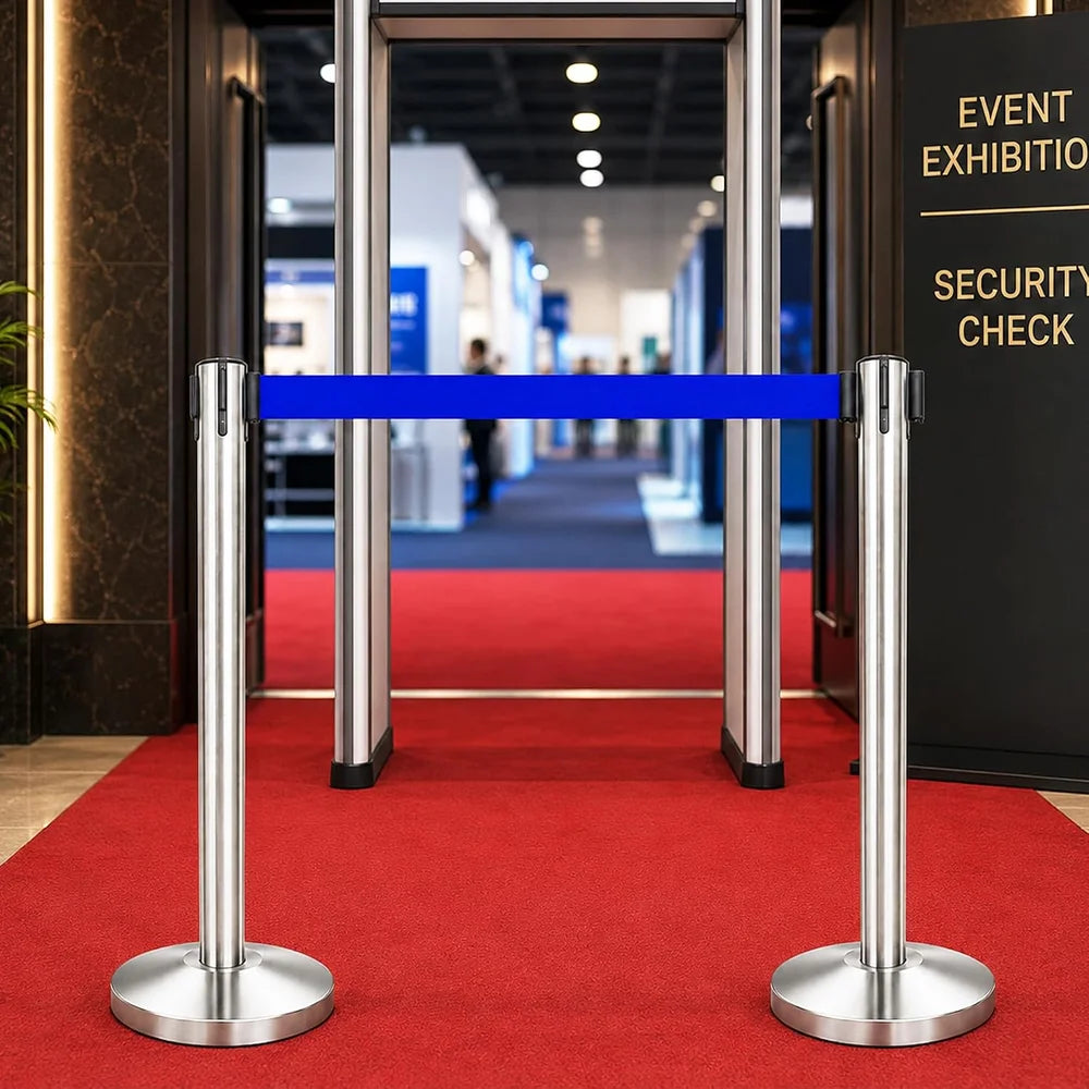 100CM Berry stainless steel access control stanchion with 3M blue retractable belt
