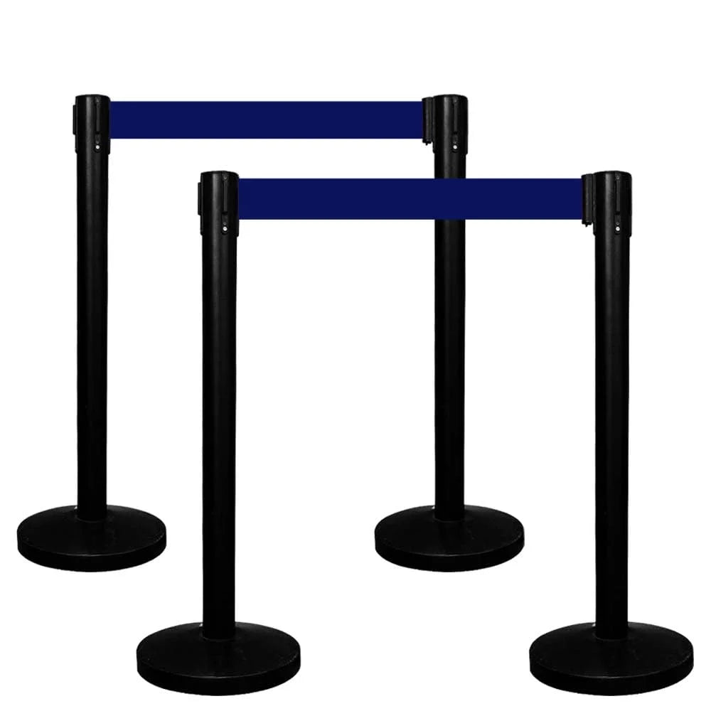 Berry Black Queue Barrier with 3M Blue Retractable Belt