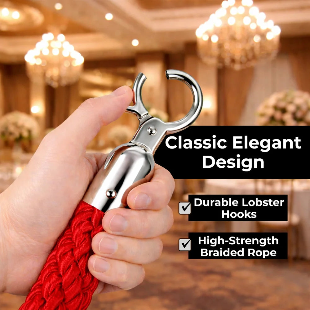 Berry 1.5M Twisted Stanchion Rope with Silver Hooks