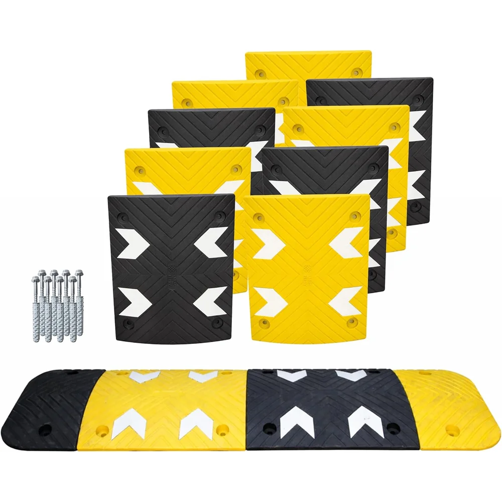 Berry Heavy-Duty PVC Speed Bump | 5CM High Modular Speed Ramp with Reflective Strips