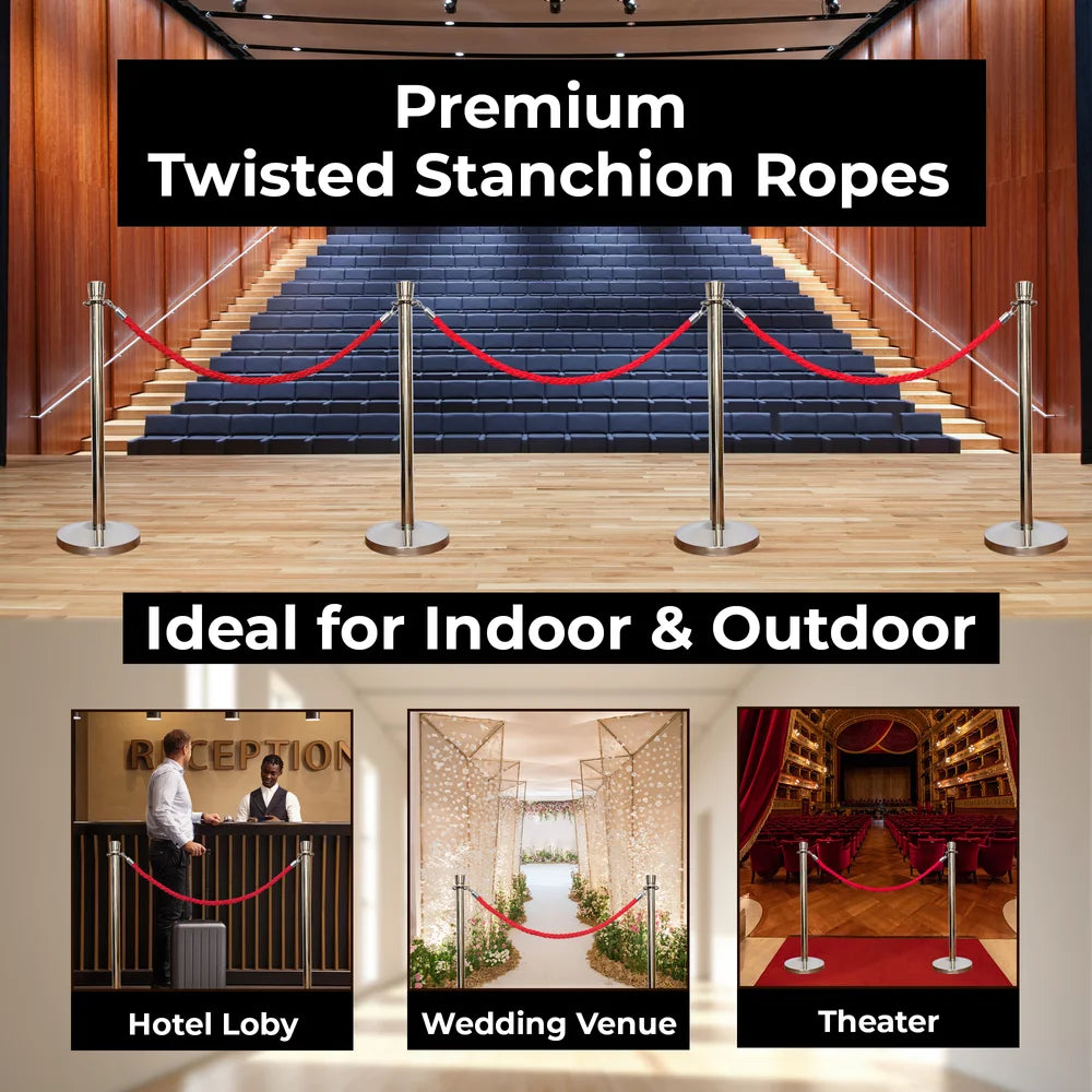 Berry 1.5M Twisted Stanchion Rope with Silver Hooks