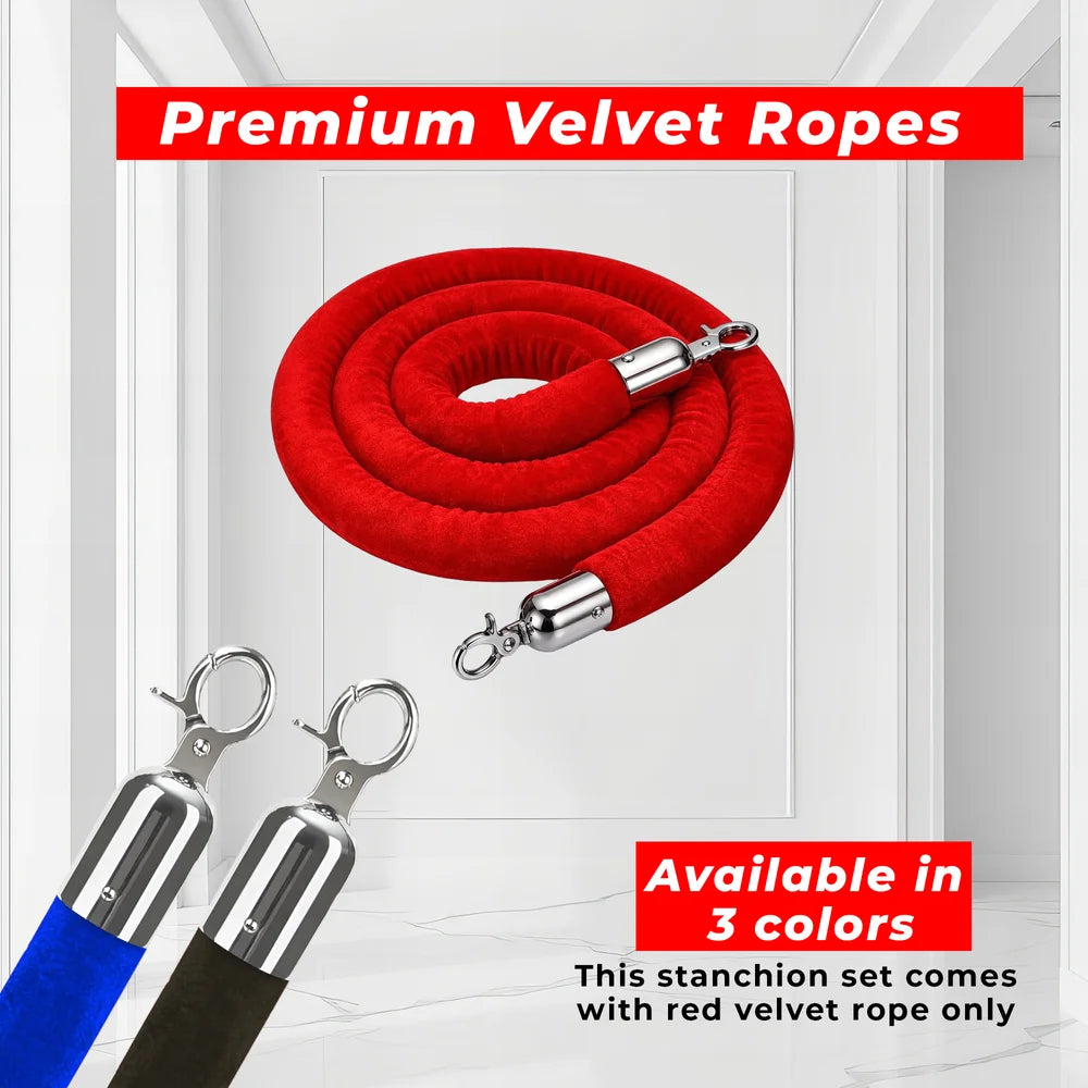 one hundred centimeter Berry gold ceremonial stanchion with red velvet rope for events and formal occasions