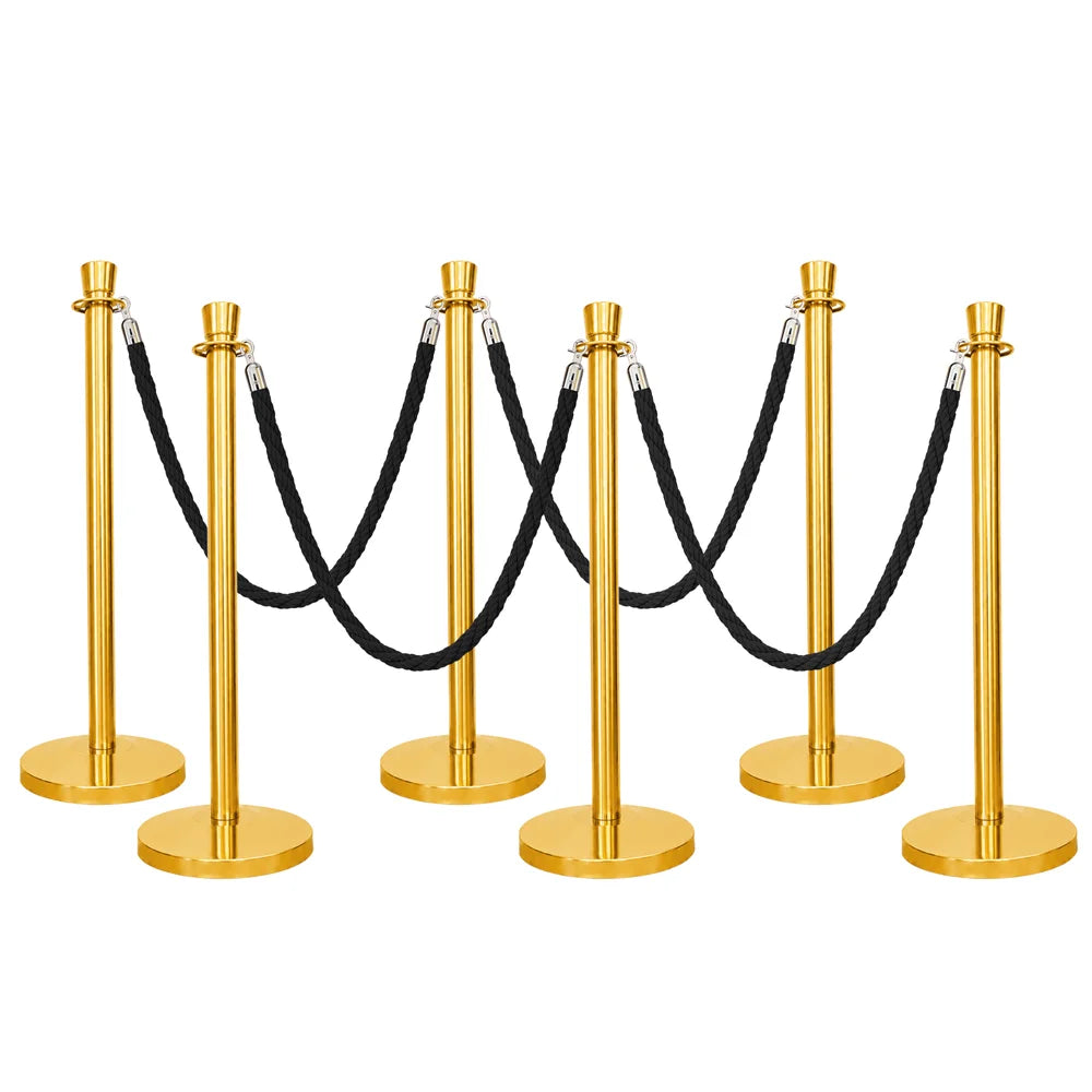 one hundred centimeter Berry gold cinema stanchion with black twisted rope for entrance and queue control