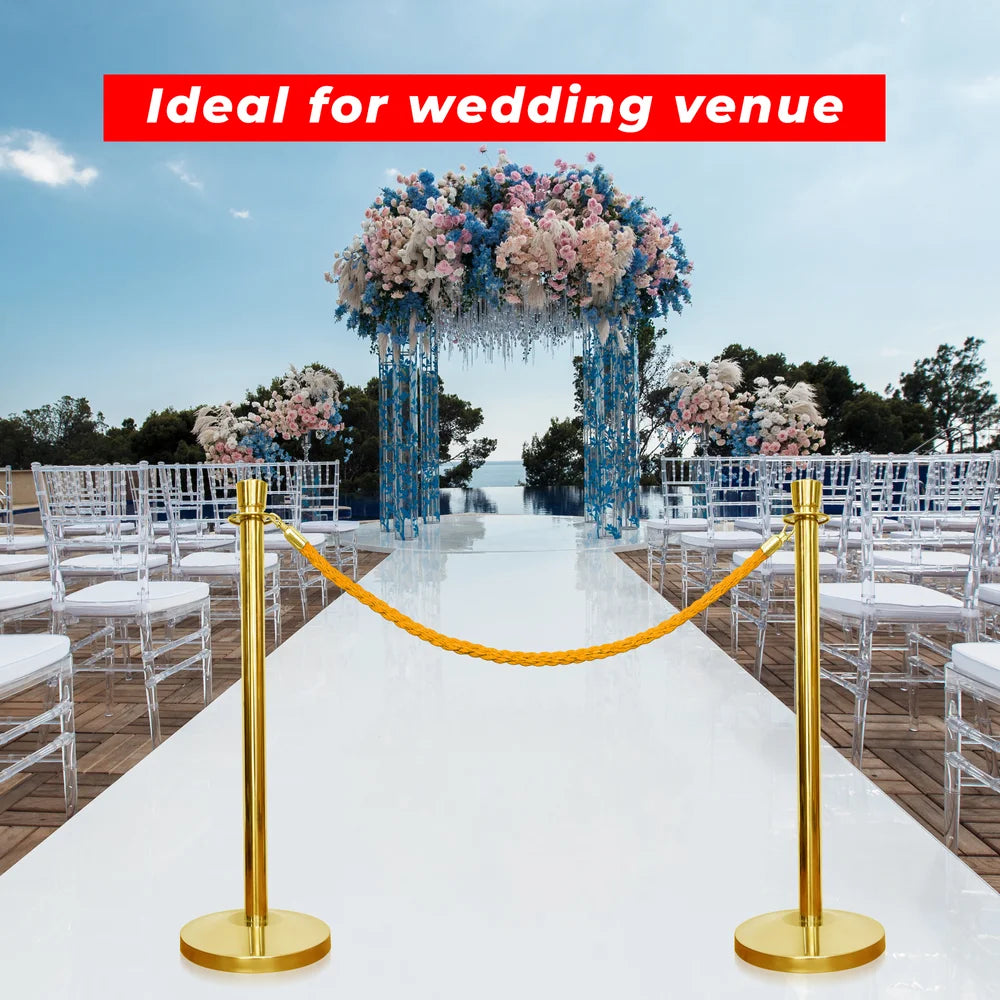 one hundred centimeter Berry gold entrance stanchion with golden twisted rope for crowd organization