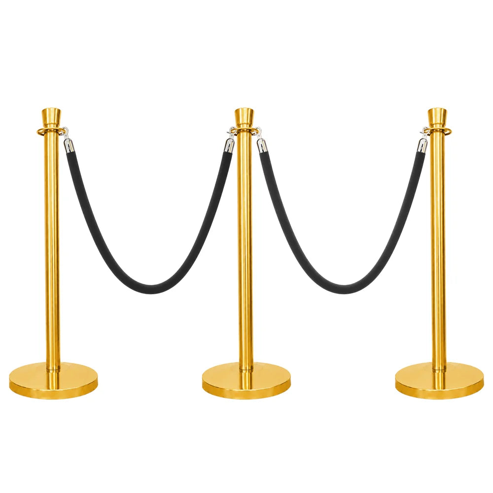 one hundred centimeter Berry gold formal stanchion with black velvet rope for events and ceremonies