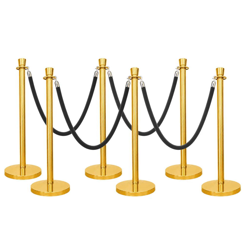 one hundred centimeter Berry gold hospitality post with black velvet rope for hotels and reception areas