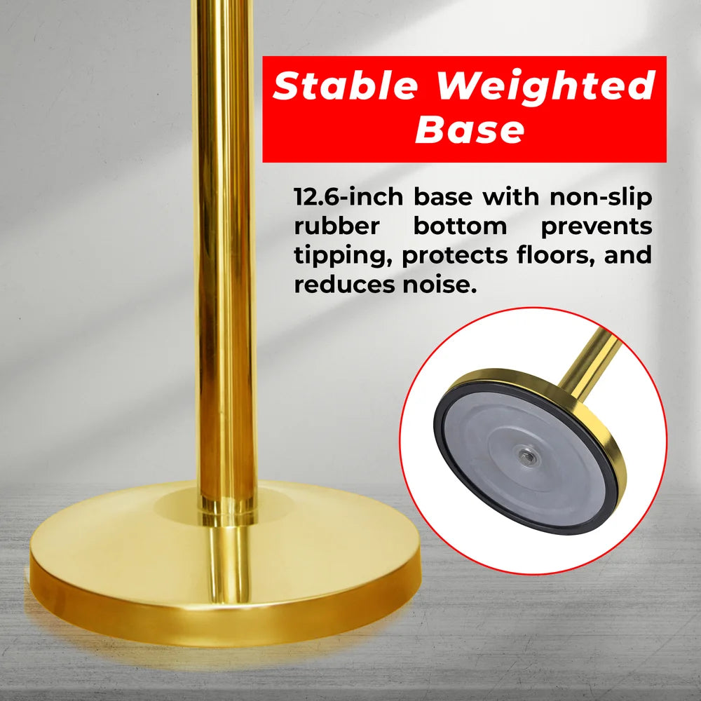 one hundred centimeter Berry gold hotel stanchion with black twisted rope for guest queue management
