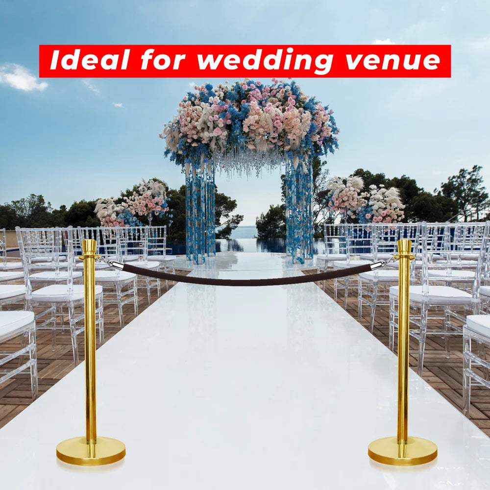 one hundred centimeter Berry gold luxury barrier with black velvet rope for formal venues