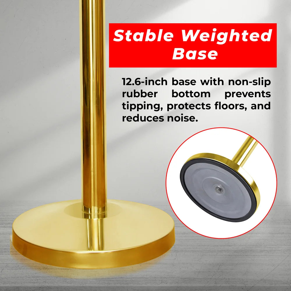 one hundred centimeter Berry gold premium queue barrier with black velvet rope for entrances and reception areas