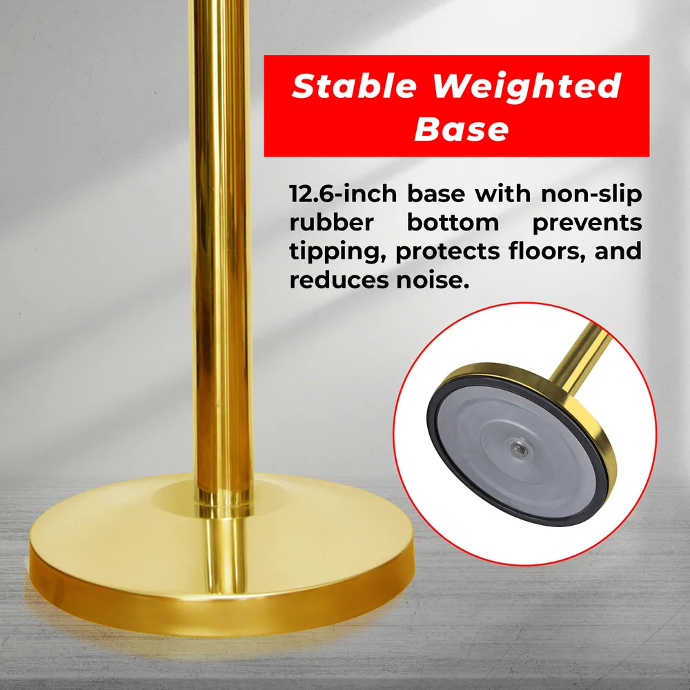 one hundred centimeter Berry gold queue stanchion with blue twisted rope for entrances and events