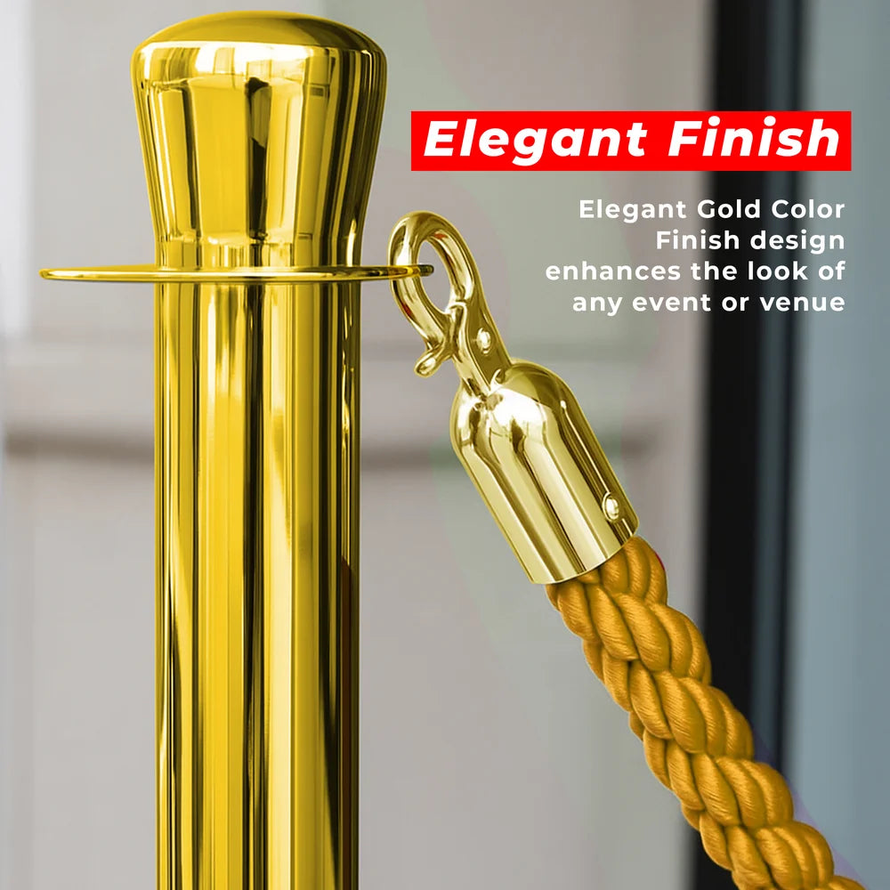 one hundred centimeter Berry gold queue stanchion with golden twisted rope for entrances and events
