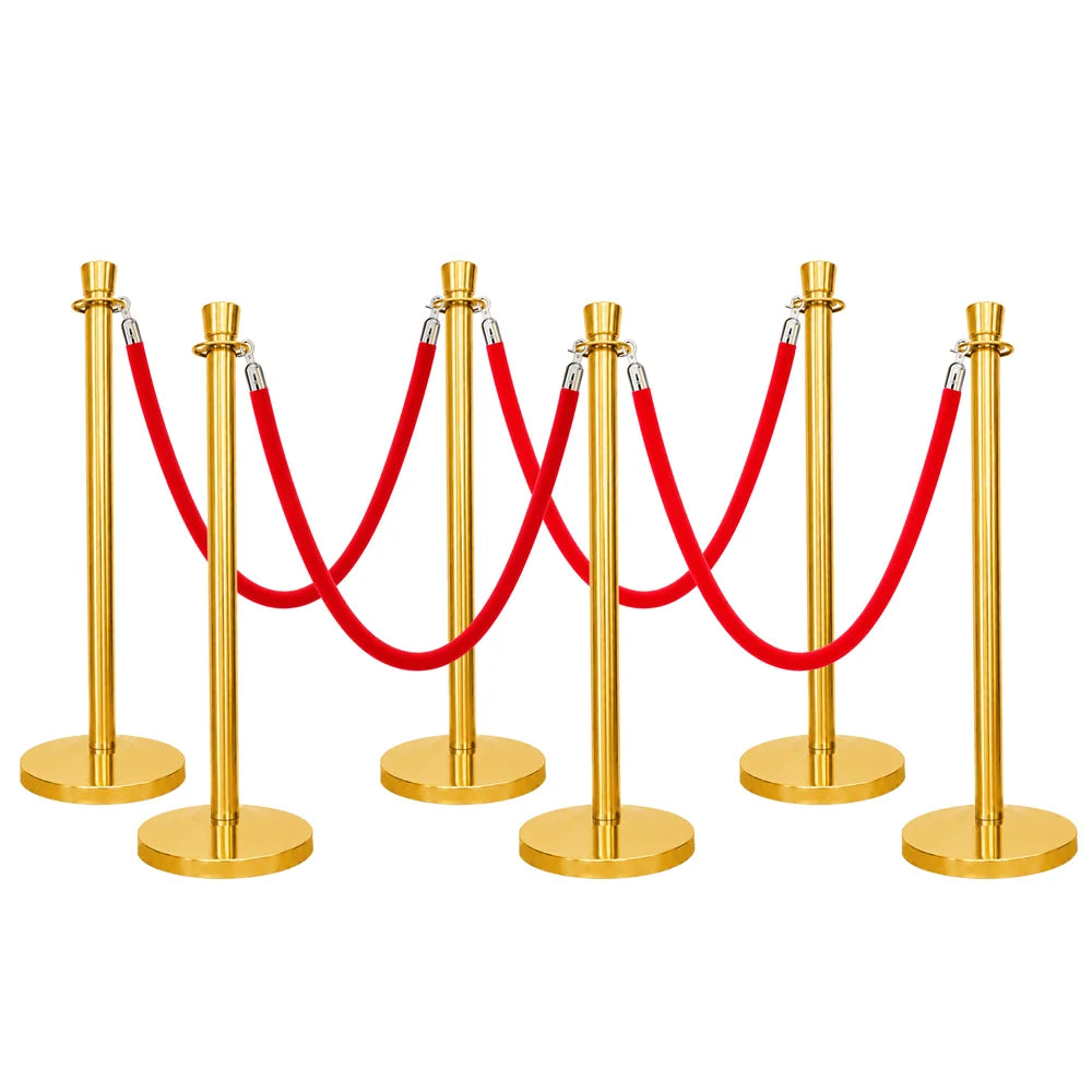 one hundred centimeter Berry gold event post with red velvet rope for sophisticated crowd management