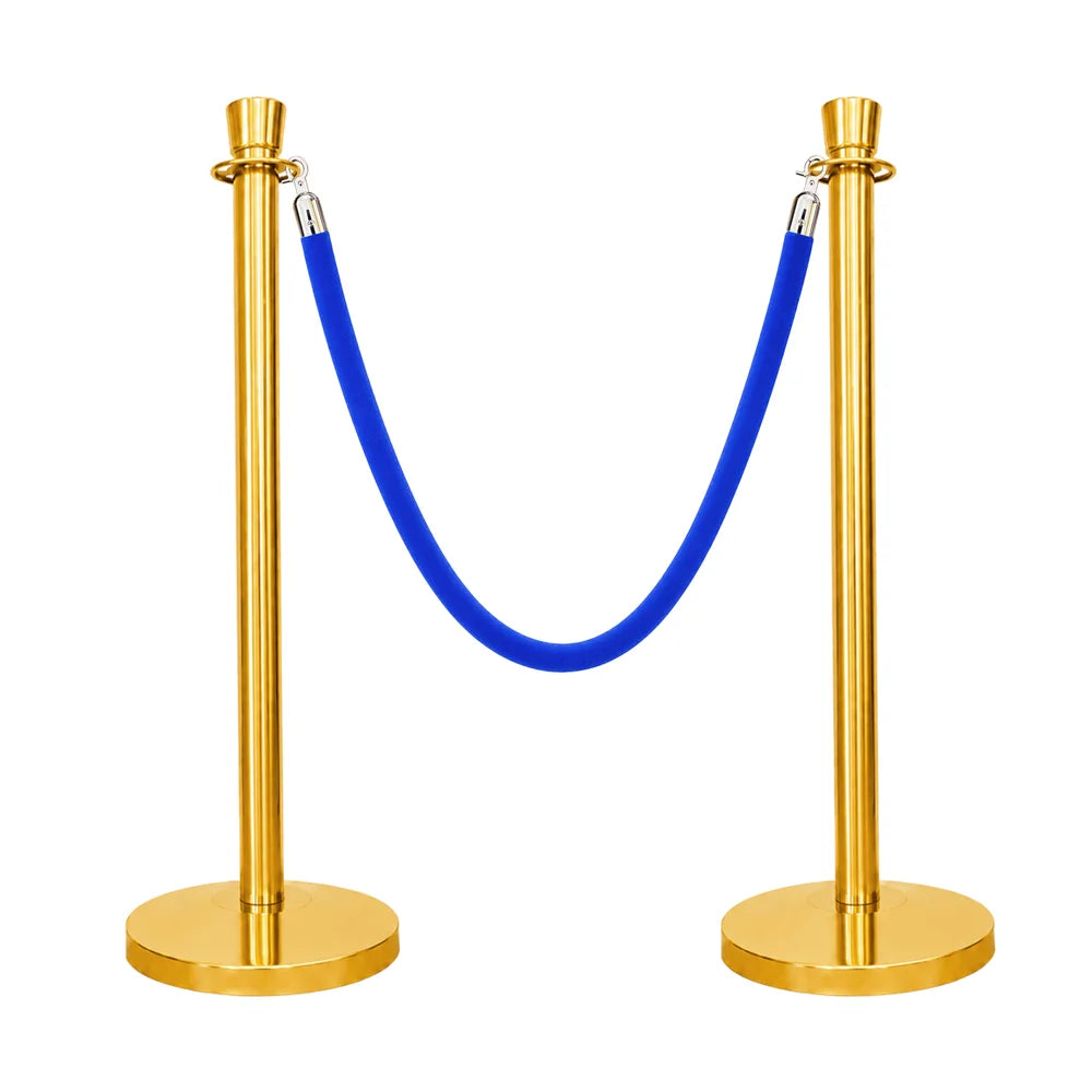 one hundred centimeter Berry gold stanchion post with blue twisted rope for crowd control