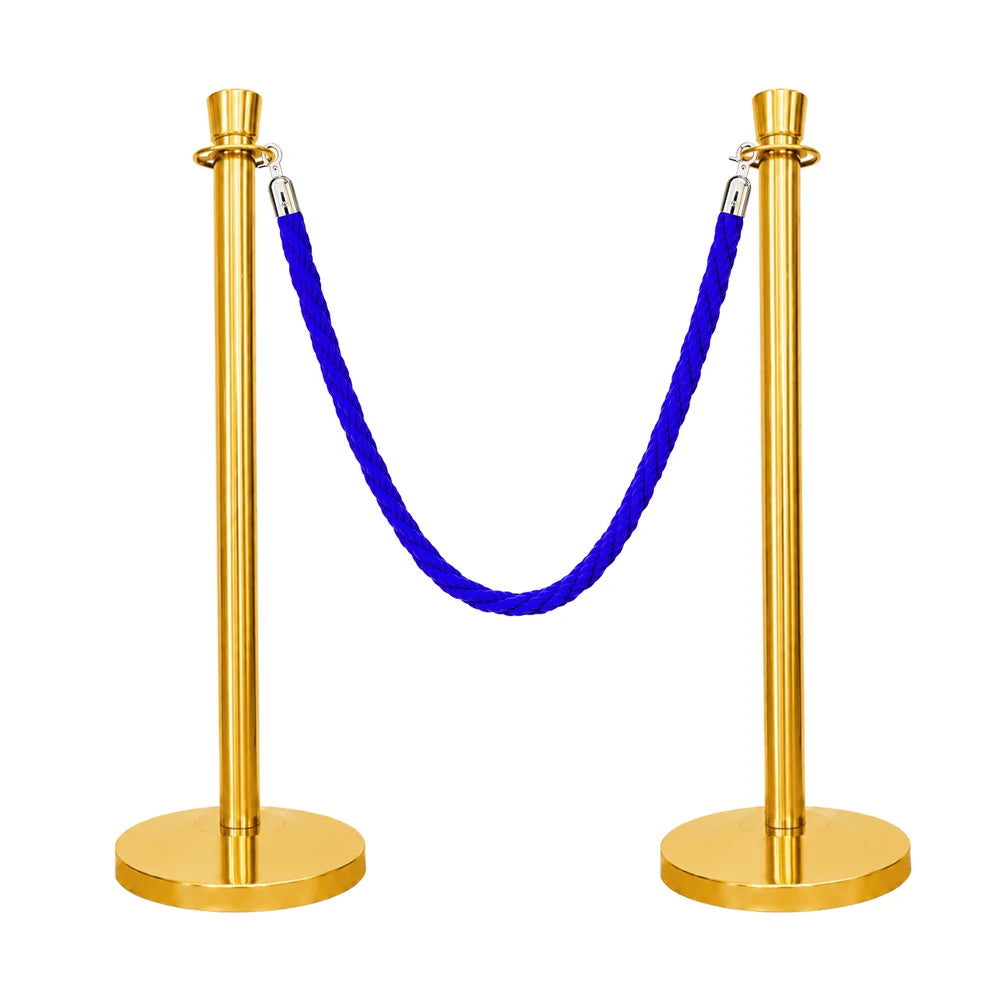 Berry 100CM Gold Stanchion Post with 1.5M Blue Twisted Rope
