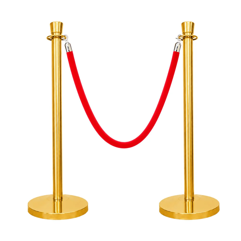 one hundred centimeter Berry gold stanchion post with red velvet rope for elegant crowd separation