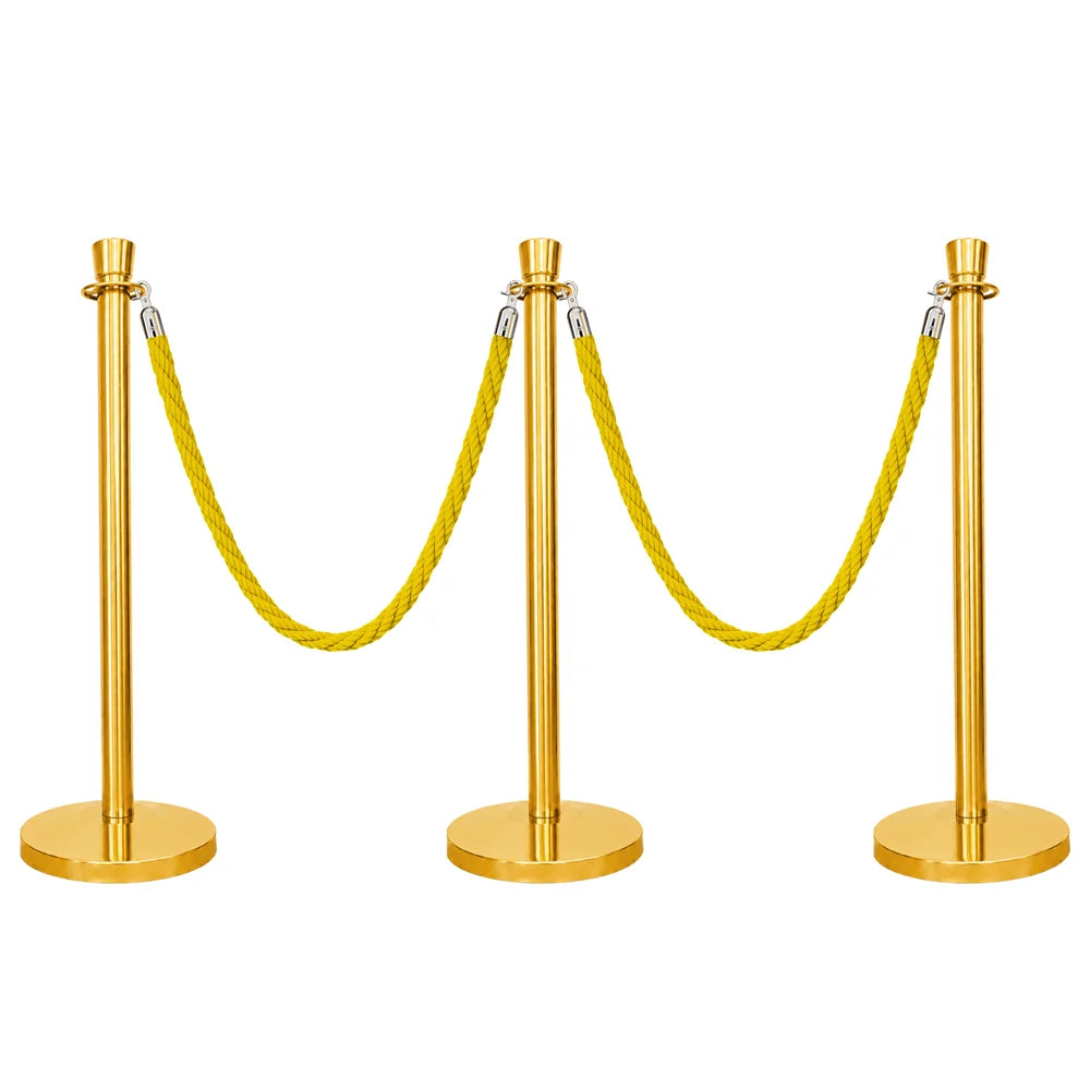 one hundred centimeter Berry gold theatre stanchion with golden twisted rope for elegant crowd control