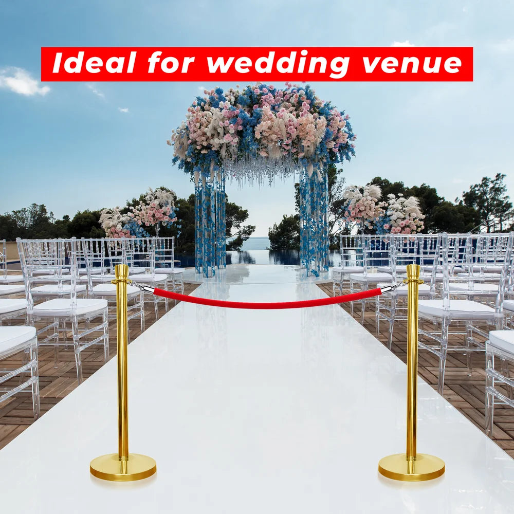 one hundred centimeter Berry gold VIP barrier with red velvet rope for exclusive access areas
