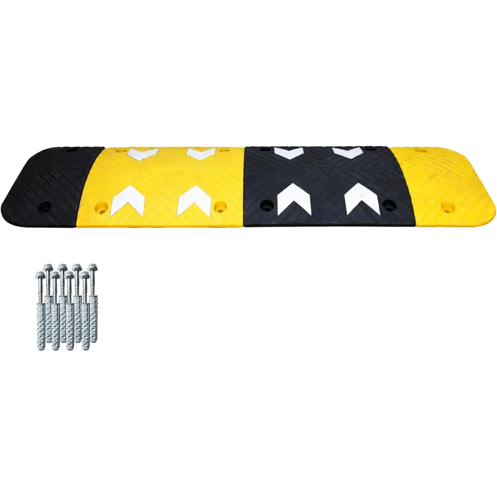 Berry Heavy-Duty PVC Speed Bump | 5CM High Modular Speed Ramp with Reflective Strips