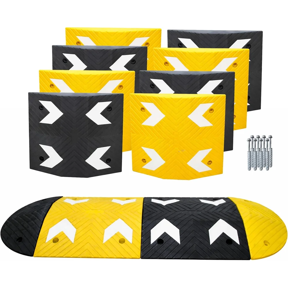 Berry Heavy-Duty PVC Speed Bump | 7.5CM High Modular Speed Ramp with Reflective Strips
