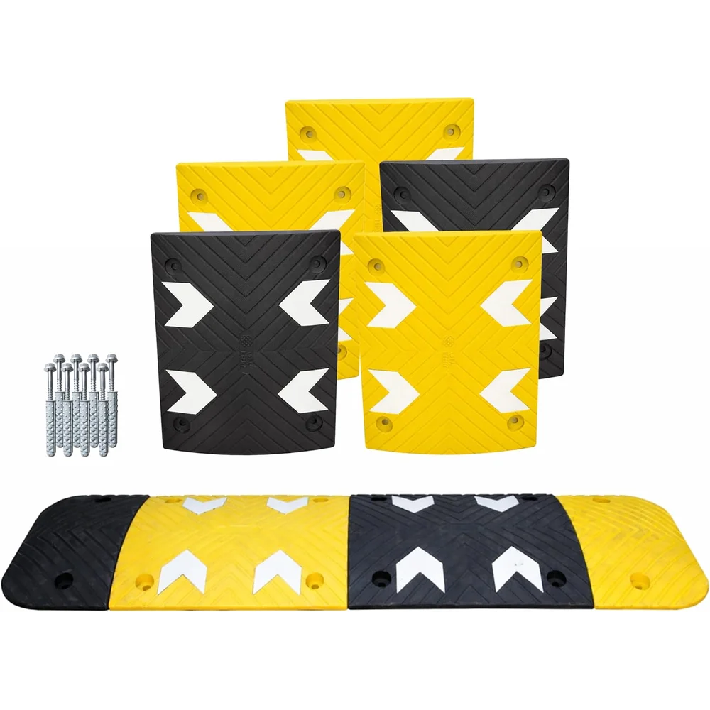 Berry Heavy-Duty PVC Speed Bump | 5CM High Modular Speed Ramp with Reflective Strips